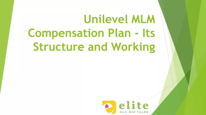 unilevel mlm compensation plan its structure and working