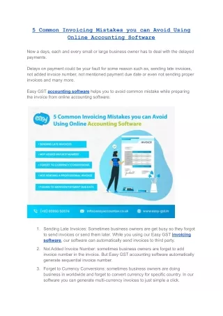 5 Common Invoicing Mistakes you can Avoid Using Online Accounting Software