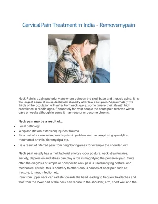 Cervical Pain Treatment in India - Removemypain