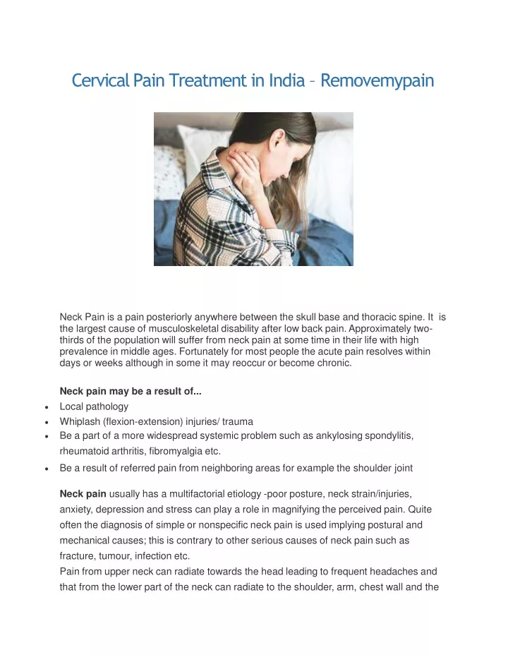 cervical pain treatment in india removemypain