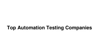 Top Automation Testing Companies