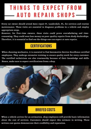 Things To Expect From Auto Repair Shops
