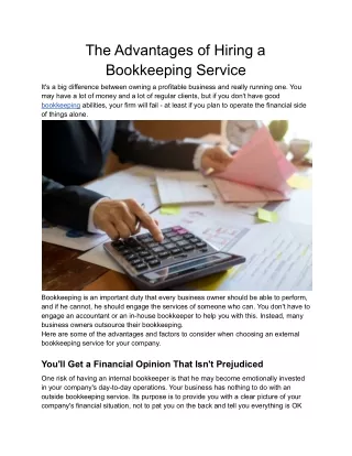 The Advantages of Hiring a Bookkeeping Service