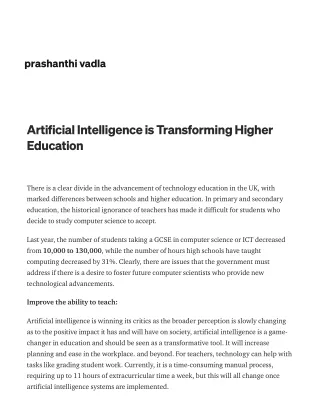 Artificial Intelligence is Transforming Higher Education