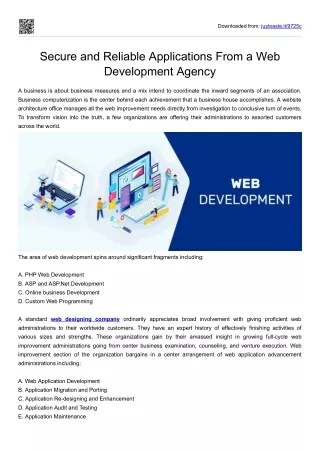Secure and Reliable Applications From a Web Development Agency