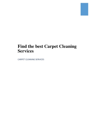 Find the best Carpet Cleaning Services