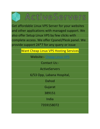 get affordable linux vps server for your websites