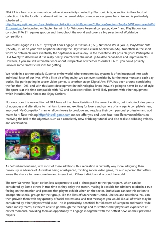 The Evolution of fifa 21 download