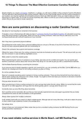 10 Points To Find The Very Best Roofer Carolina Woodland