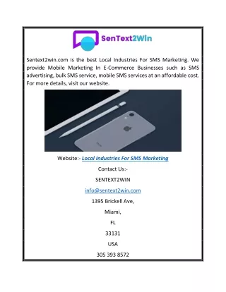 Local Industries for Sms Marketing | Sentext2win.com
