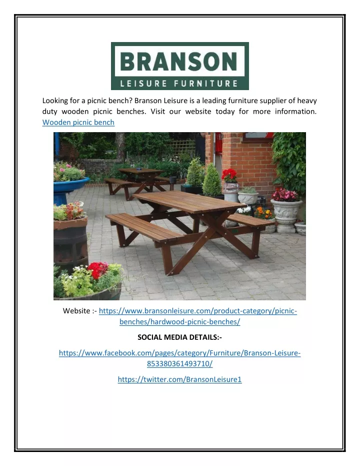 looking for a picnic bench branson leisure