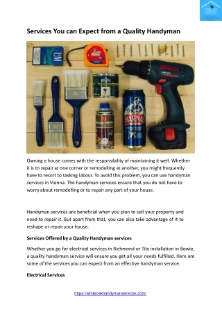 Services You can Expect from a Quality Handyman