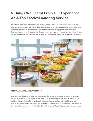 5 Things We Learnt From Our Experience As A Top Festival Catering Service