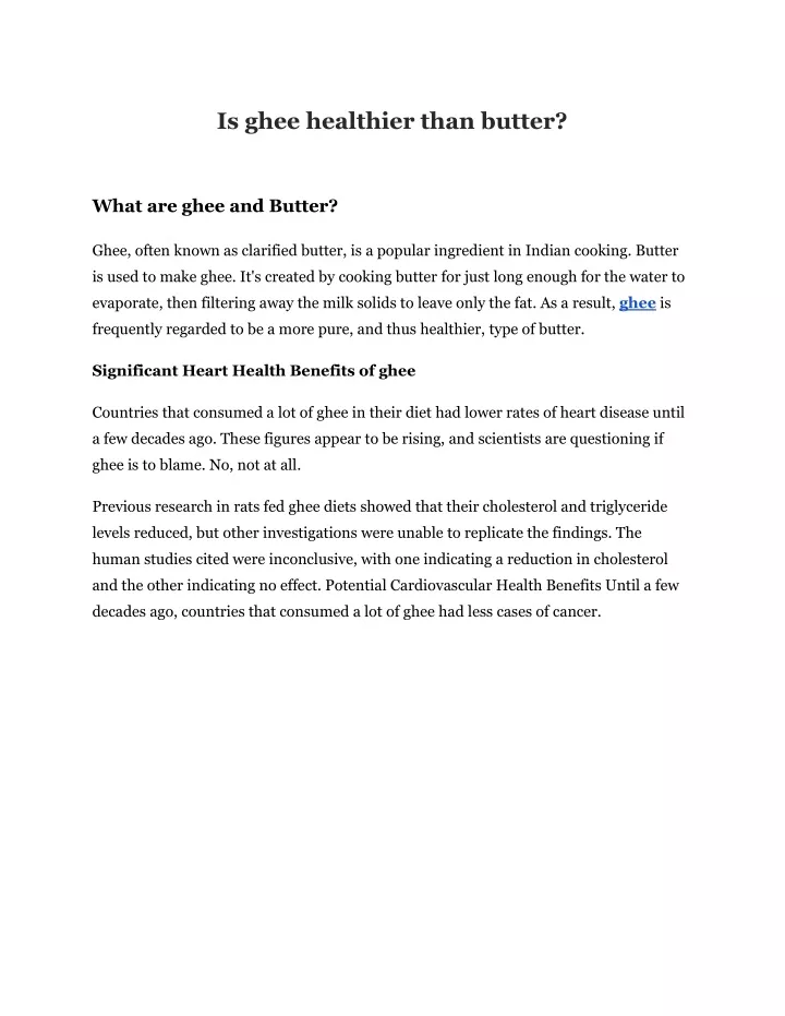 is ghee healthier than butter