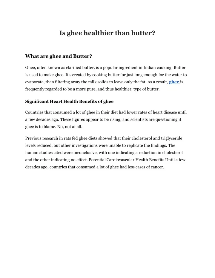 is ghee healthier than butter