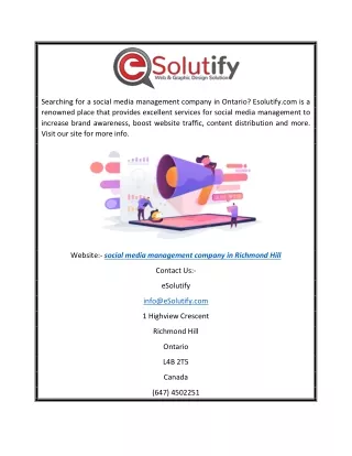 Social Media Management Company in Richmond Hill | Esolutify.com