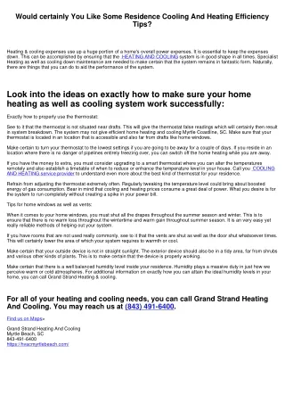 Would You Like Some House Heating & Cooling Effectiveness Tips?