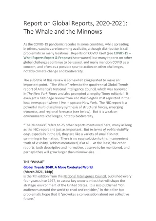 report on global reports 2020 2021 the whale