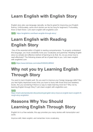 Learn English Through Story - English Stories - Englishtivi.com