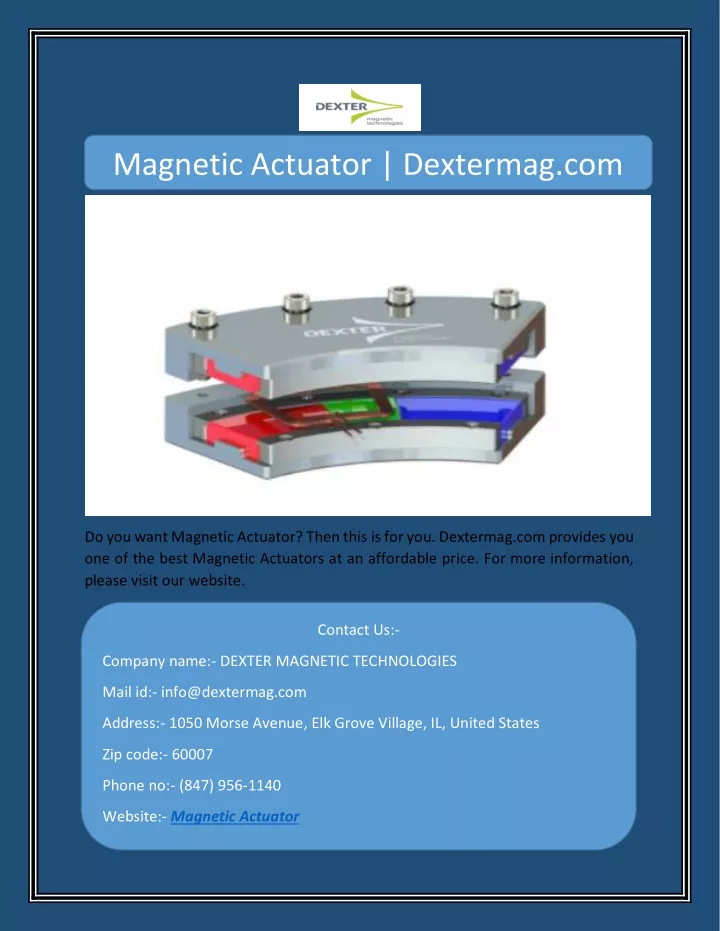 magnetic actuator dextermag com