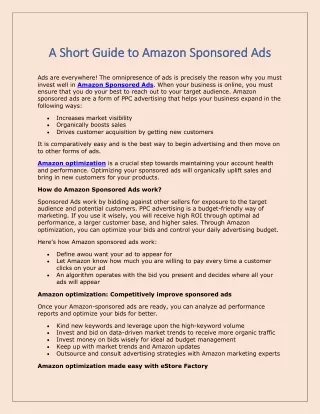 a short guide to amazon sponsored ad a short