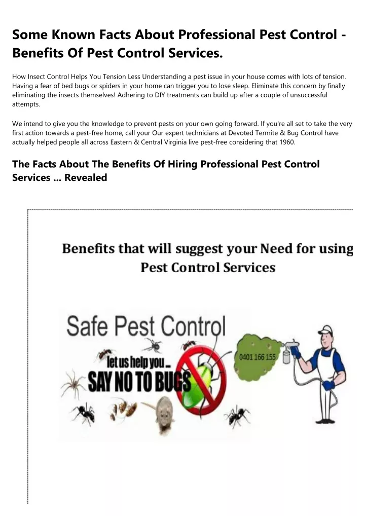 some known facts about professional pest control