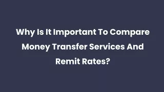 why is it important to compare money transfer