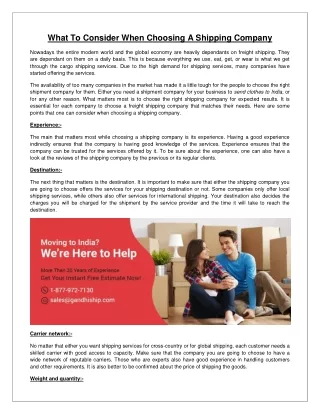what to consider when choosing a shipping company