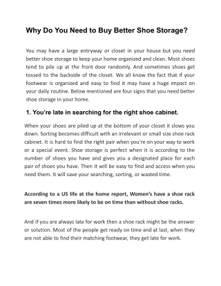 Why Do You Need to Buy Better Shoe Storage