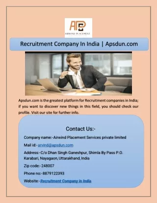 Recruitment Company In India  Apsdun.com