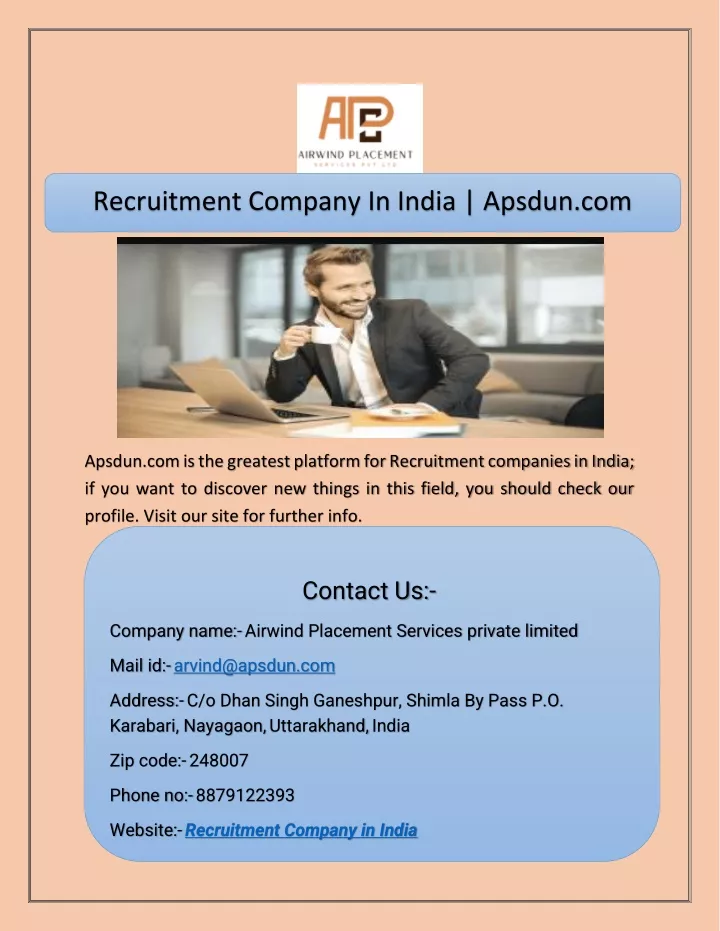 recruitment company in india apsdun com