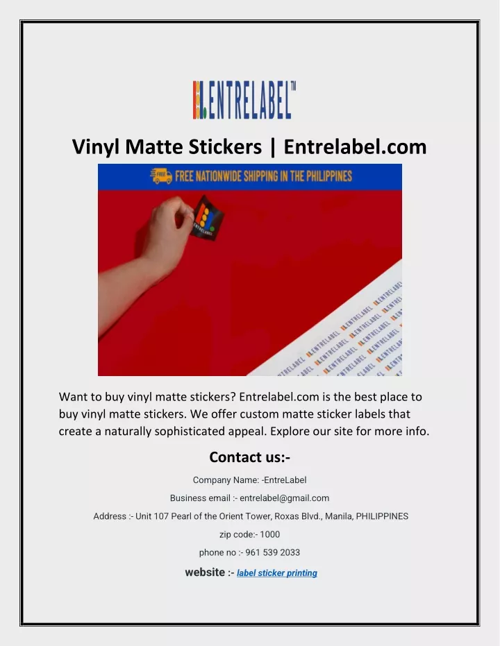 vinyl matte stickers entrelabel com