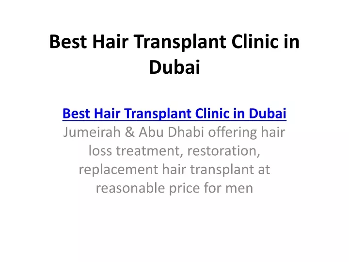 best hair transplant clinic in dubai