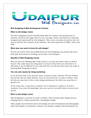 Web Designing & Web Development Courses