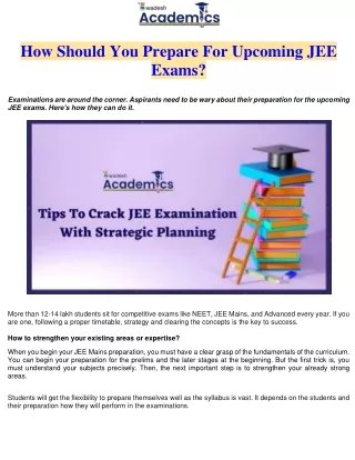 How Should You Prepare For Upcoming JEE Exams?