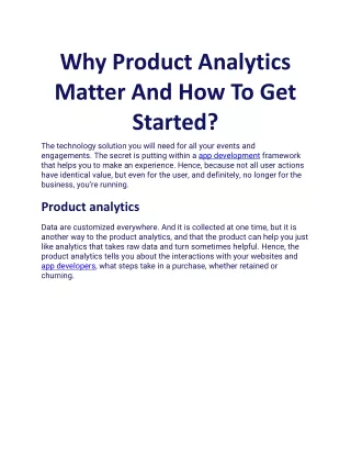 why product analytics matter
