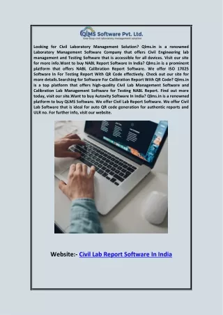 Civil Lab Report Software in India  Qlms.in