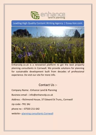 Planning Consultants Cornwall | Enhancelp.co.uk