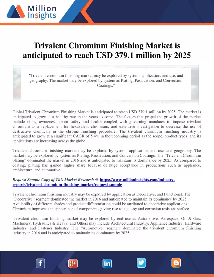 trivalent chromium finishing market