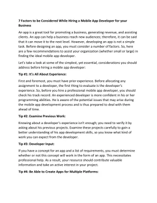 7 factors to be considered while hiring a mobile