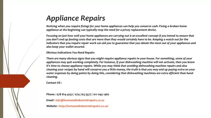 appliance repairs