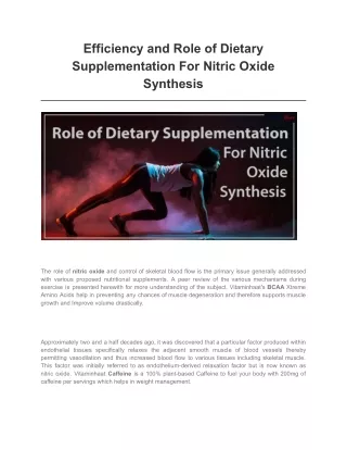 efficiency and role of dietary supplementation