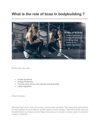 what is the role of bcaa in bodybuilding