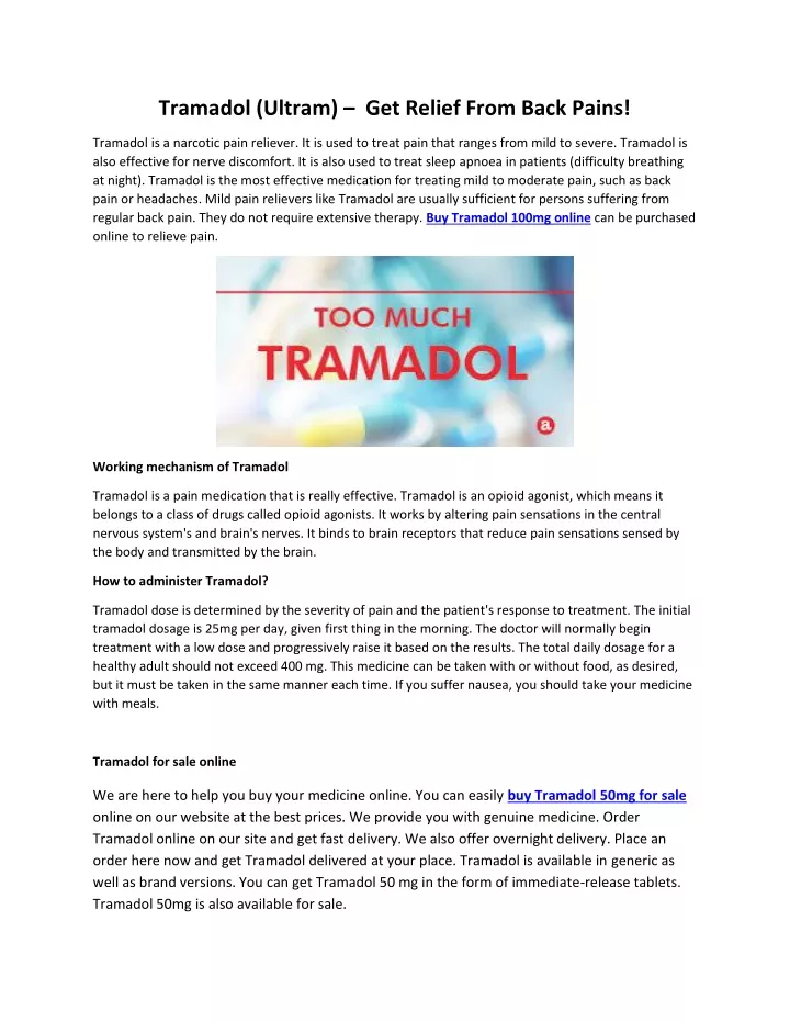 tramadol ultram get relief from back pains