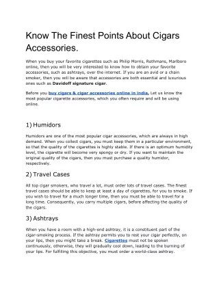 Know The Finest Points About Cigars Accessories.