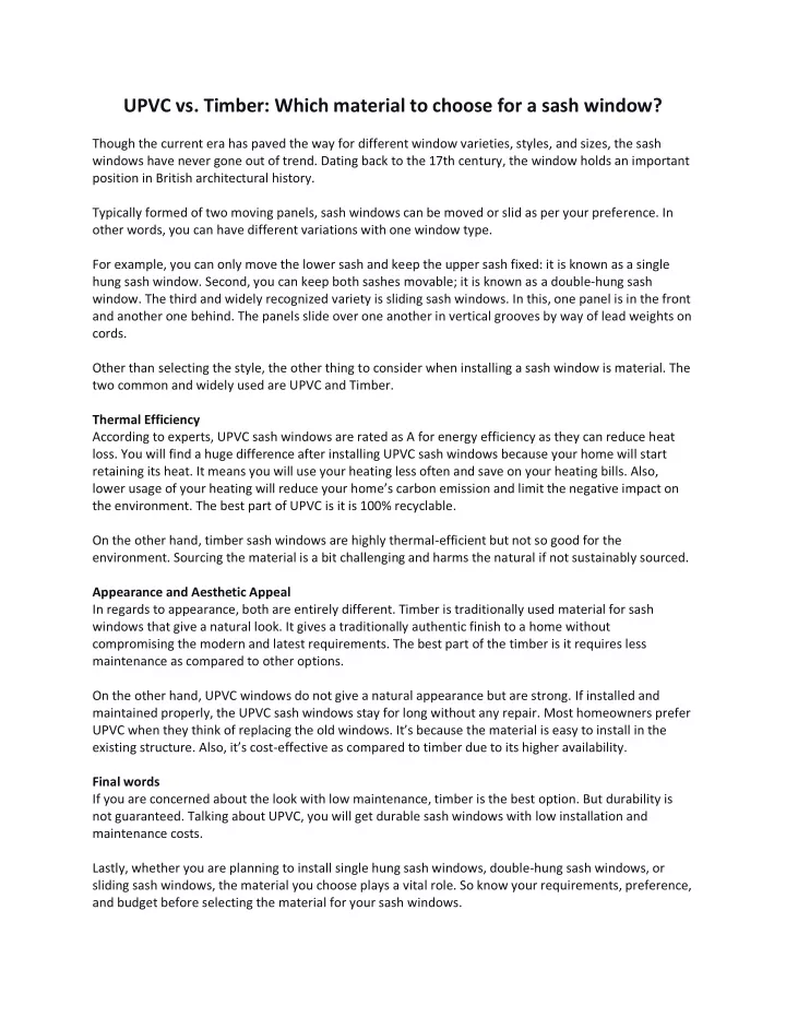 upvc vs timber which material to choose