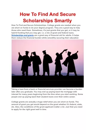 How To Find And Secure   Scholarships Smartly
