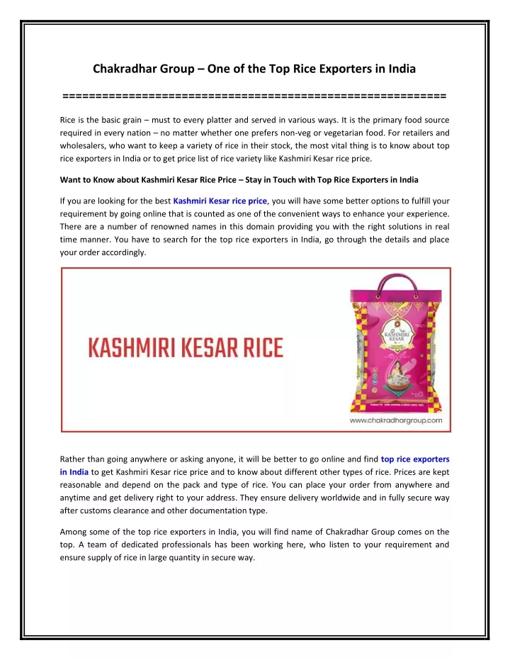 chakradhar group one of the top rice exporters