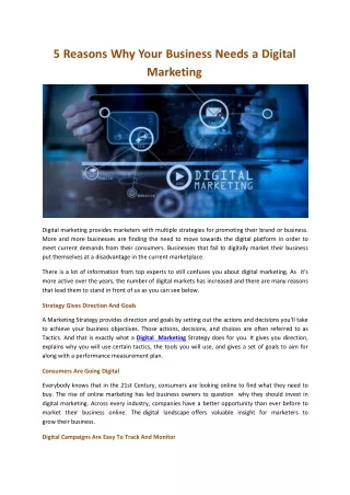 Your Business Needs a Digital Marketing