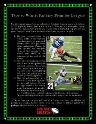 Tips to Win at Fantasy Premier League